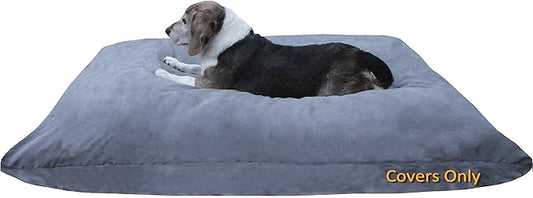 Dogbed4less Do It Yourself DIY Pet Bed Pillow Duvet Suede Cover + Waterproof Internal case for Dog/Cat at Large 48"X29" Gray Color - Covers only