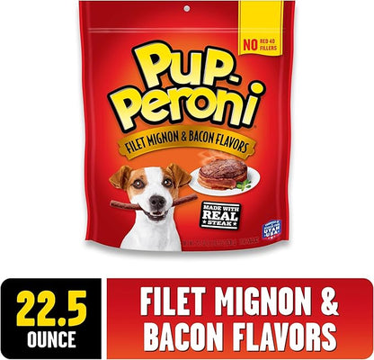 Pup-Peroni Dog Treats, Filet Mignon & Bacon Flavors, 22.5 Ounce, Made with Real Steak