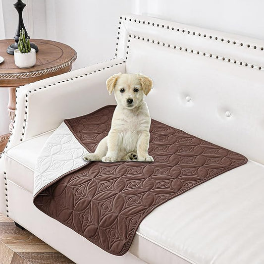 Waterproof Dog Blanket, 30x30 inches Small Pet Couch Covers for Sofa, Chair Bed Furniture Protector from Dogs Washable and Reversible-Chocolate+Cream