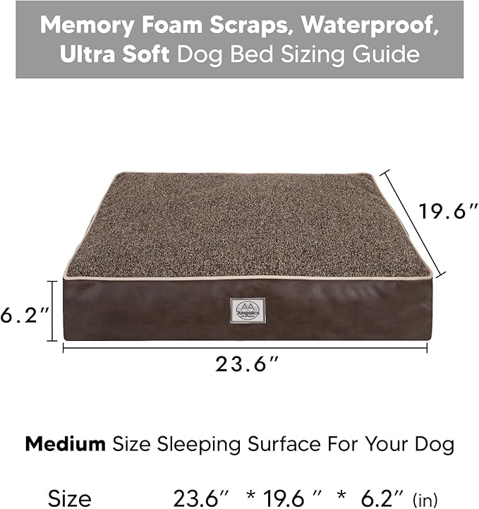 Memory Foam Dog Bed for Medium Dogs- Waterproof Dog Bed Mat with Removable Washable Cover