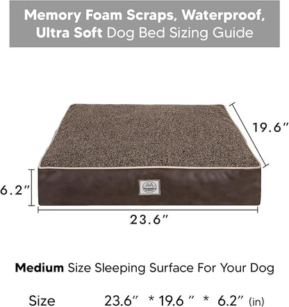 Memory Foam Dog Bed for Medium Dogs- Waterproof Dog Bed Mat with Removable Washable Cover