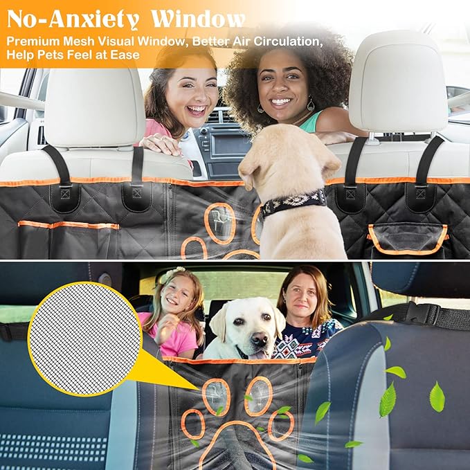 Scratchproof Dog Seat Cover for Model3/ModelY/Honda CRV/Toyota RAV4/Mazda CX5/KIA Sportage, 4-in-1 600D Pet Seat Cover Waterproof Dog Hammock for Sedan SUV (Standard (54" W x 58" L))