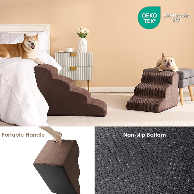 EHEYCIGA Curved Dog Stairs for Small Dogs 15.7" H 3-Step Dog