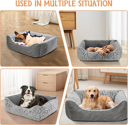 2 in 1 Dog Bed Washable Pet Cooling Beds for Large Medium Small Dogs Cats Orthopedic Reversible Washable Sofa Rectangle Durable Puppy Cuddler Soft Calming Sleeping Bed