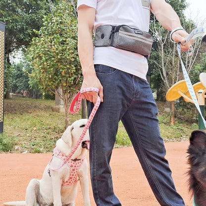 Hands Free Dog Leash with Dog Walking Fanny Pack for Large Medium Small Dogs