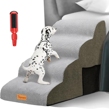 Topmart 4 Tiers Foam Dog Stairs/Steps for Small Dogs Pain,20.5”H