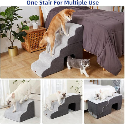 Pettycare Dog Stairs Ramp for High Beds and Couch 5 Steps,Grey