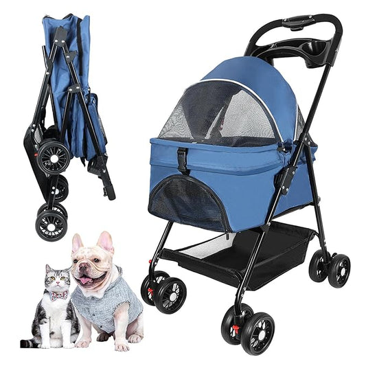 Pet Stroller for Cats/Dogs 4 Wheels 30lbs Small