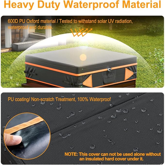 Hot Tub Cover 600D Hot (76 x 76 x 20 inch,