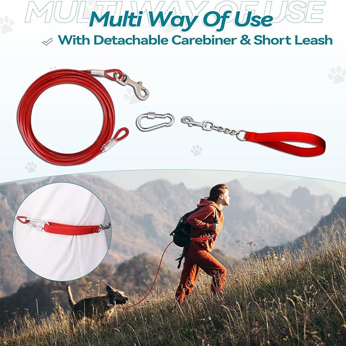 Tie Out Cable for Dogs Heavy Duty 10ft with 13in Short