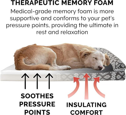 Furhaven Memory Foam Dog Bed for Large Dogs w/ Removable Bolsters & Washable Cover 95 lbs