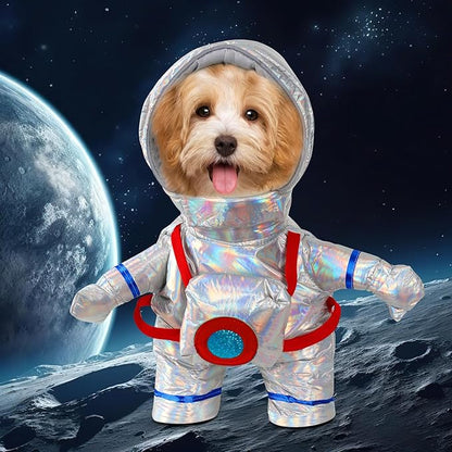 Astronaut Dog Costume Clothes Space Dog Outfit for Pet Small Medium Puppy Cat Halloween Christmas Party Funny Cosplay (X-Large), Silver