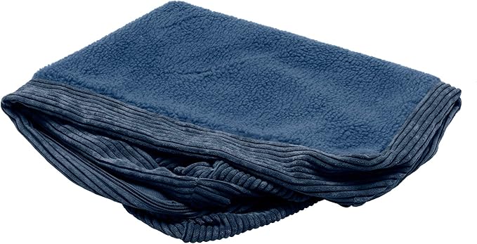 Furhaven Replacement Dog Bed Cover Fleece & Corduroy Chaise, Machine Washable - Navy, Blue, Jumbo Plus (XX-Large)