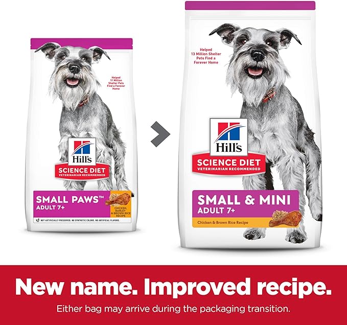 Hill's Science Diet Small & Mini, Senior Adult 7+, Small & Mini Breeds Senior Premium Nutrition, Dry Dog Food, Chicken, Brown Rice, & Barley, 4.5 lb Bag