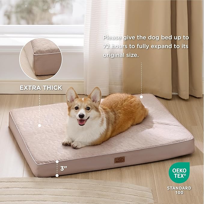 Bedsure Orthopedic Dog Bed for Medium Dogs 2-Layer Thick (30x20x3 Inches),
