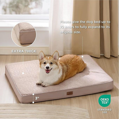 Bedsure Orthopedic Dog Bed for Medium Dogs 2-Layer Thick (30x20x3 Inches),