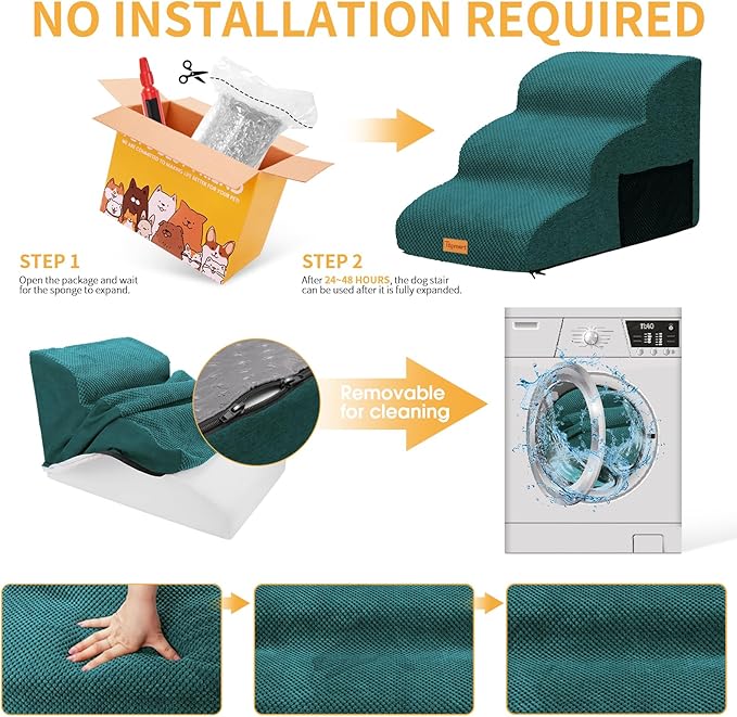 Topmart 3 Tiers Foam Dog Ramps/Steps