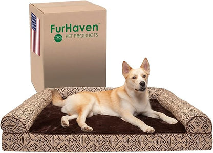 Furhaven Memory Foam Dog Bed for Large Dogs w/ Removable Bolsters & Washable Cover 125 lbs