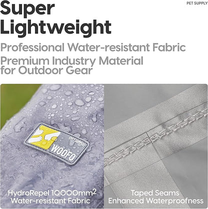 Dog Rain Poncho, Waterproof & Windproof Dog Raincoat for Wet Weather|Super Adjustable&Easily Wearable Rain Jacket for All Breeds，Size Large