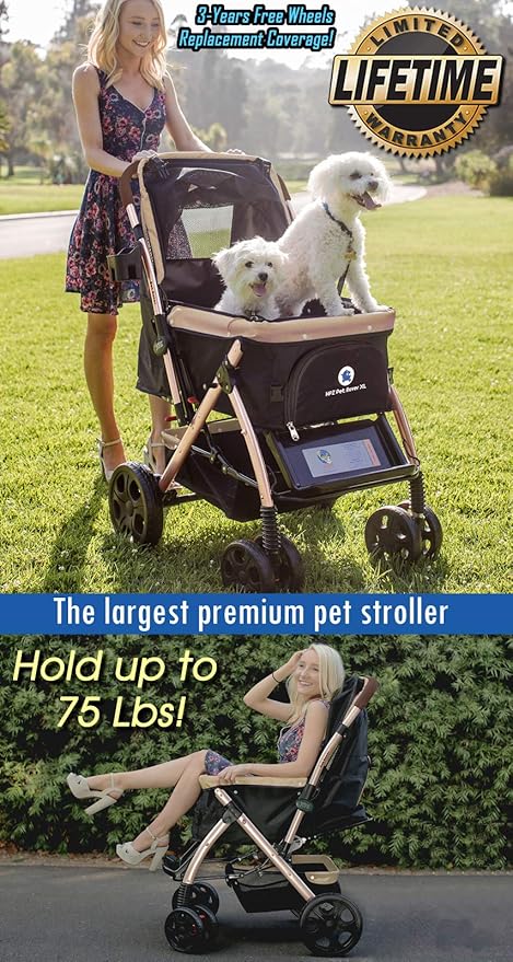 HPZ Pet Rover XL Extra-Long Premium Heavy Duty Dog/Cat/Pet Stroller Travel Carriage for Small 2nd-Gen)
