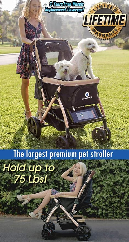 HPZ Pet Rover XL Extra-Long Premium Heavy Duty Dog/Cat/Pet Stroller Travel Carriage for Small 2nd-Gen)
