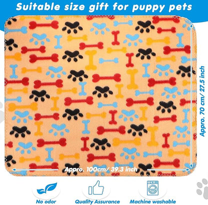 28 Pieces Puppy Blanket Soft Fleece Pet Blanket Small Fleece Blanket for Dogs Cats Puppy Kitten Pets, Warm Paw Print Blanket Sleep Mat Bed Covers, 28 Styles (27.5 x 39.3 Inch)