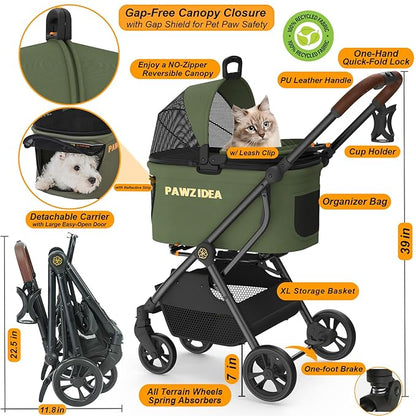 PAWZIDEA Cat Stroller 4 in 1