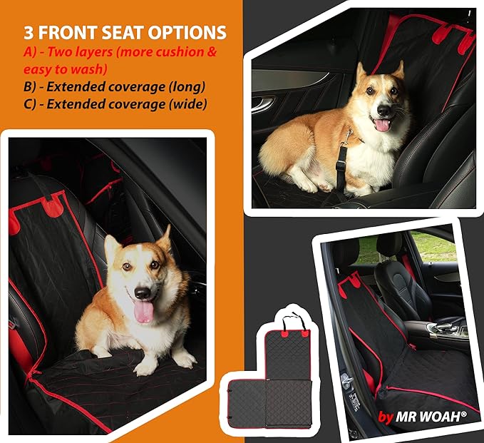 Convertible 7 in 1 Extra Mat Dog Front and Back Seat and Trunk Cover Protector Hammock Picnic Mats Durable Waterproof Scratch-Proof Nonslip Hammock Against Dirt and Fur for Car
