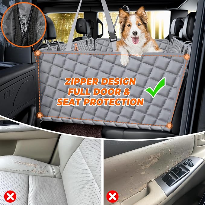 XL Dog Car Back Seat Cover for Trucks 6 Foldable F150 RAM 1500, Silverado,