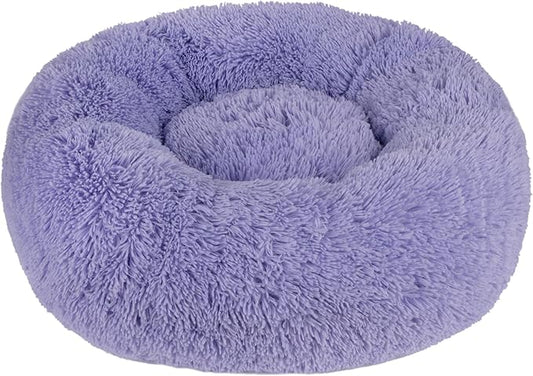 Best Pet Supplies Round Calming Dog Bed with Plush Faux Fur Fabric 24x24x7''