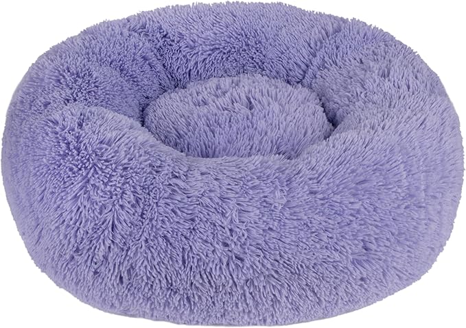 Best Pet Supplies Round Calming Dog Bed with Plush Faux Fur Fabric 30x30x8''