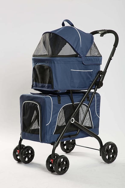 Pet Stroller with 2 Detachable Carriers