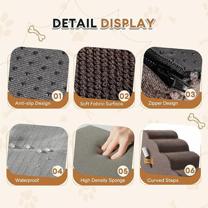 Dog Stairs 4-Tiers,Coffee