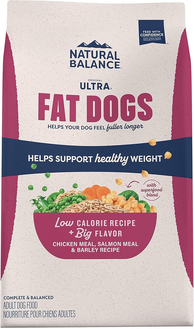 Natural Balance Original Ultra Fat Dogs Chicken Meal, Salmon Meal & Barley Recipe Adult Dry Dog Food, 4 lbs.