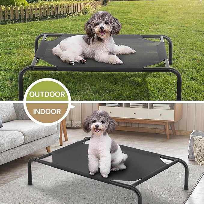 MoNiBloom Elevated Dog Bed Cooling Raised Ped Bed Portable Dog Cot for Camping or Beach 35 Inches
