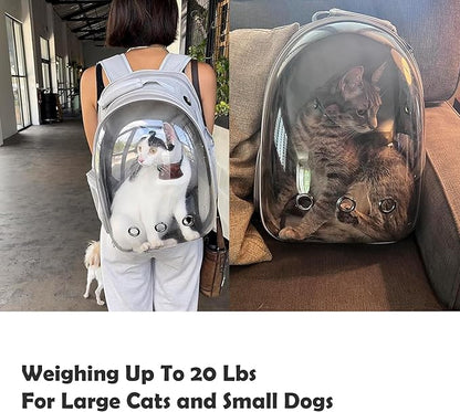 Cat Backpack Carrier,Expandable Pet Bubble Backpack Airline Approved, Pet Travel Carrying Bag for Small Medium Cats and Puppy with Hiking Walking Outdoor Use