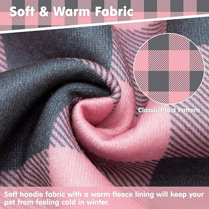 KOOLTAIL Plaid Dog Hoodie Pet Clothes Sweater with Hat and Pocket for Small Medium Large Size Dogs