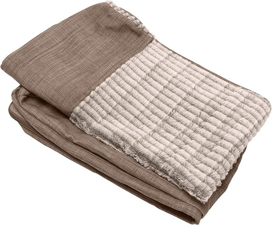 Furhaven Replacement Dog Bed Cover Luxe Faux Fur & Performance Linen Sofa-Style