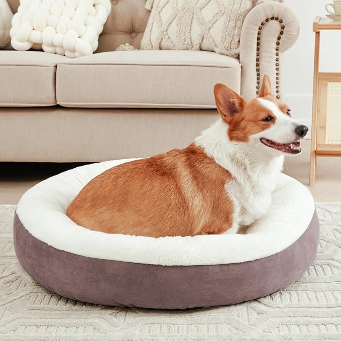 Love's cabin Donut Pet Bed 25in, Burlwood,
