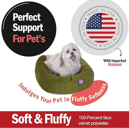 Majestic Pet 24 Inch Micro Velvet Calming Dog Bed Washable – Cozy Soft Round Dog Bed with Spine for Head Support 24x19x7 (inch)