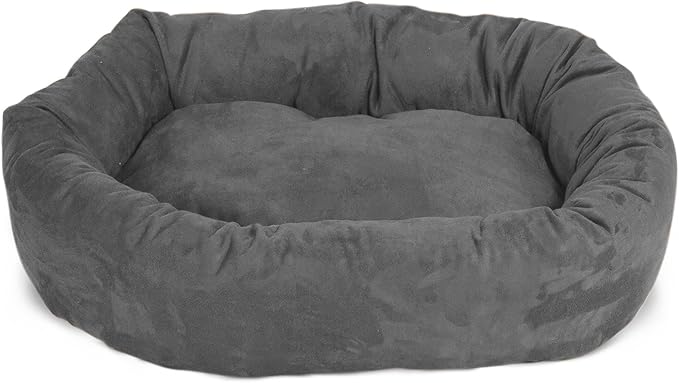 Majestic Pet 32 Inch Suede Calming Dog Bed Washable – Cozy Soft Round Dog Bed with Spine Support for Dogs to Rest their Head 32x23x7 (Inch)