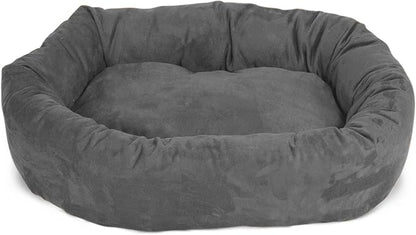 Majestic Pet 40 Inch Suede Calming Dog Bed Washable – Cozy Soft Round Dog Bed with Spine Support for Dogs to Rest their Head 40x29x9 (Inch)
