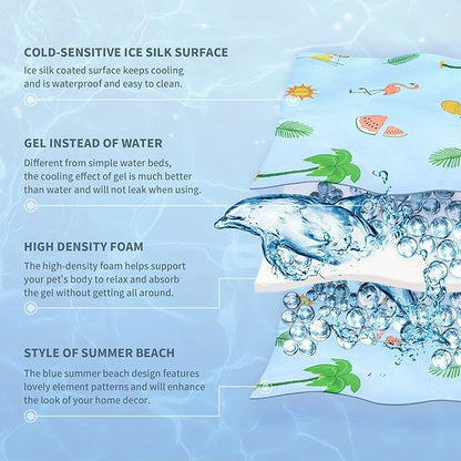 Norvy Pet Cooling Mat Pressure Activated Cooling Mat for Large Dogs 43'' × 32'' Summer Gel Cooling Pad for Kennels Dog Beds Portable Cooling Blanket Water Injection