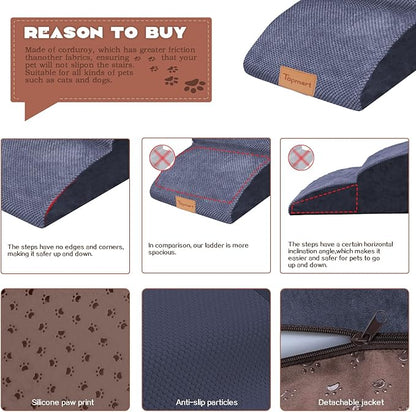 Topmart High Density Extended Foam Dog Ramp&Steps 3 Tiers 15.7" High,Non-Slip