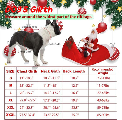 BWOGUE Santa Dog Costume Christmas Pet Clothes Santa Claus Riding Pet Cosplay Costumes Party Dressing up Dogs Cats Outfit for Small Medium Large Dogs Cats