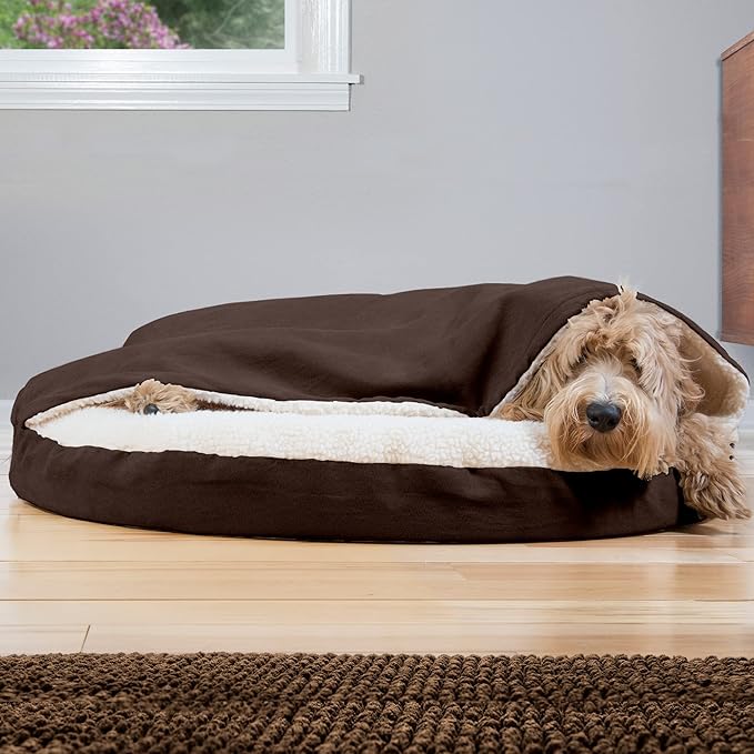 Furhaven 35" Round Orthopedic Dog Bed for Large/Medium Dogs w/ Removable Washable Cover 50 lbs 35-inch