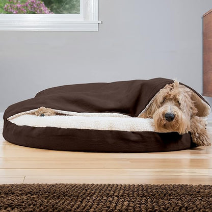 Furhaven 35" Round Orthopedic Dog Bed for Large/Medium Dogs w/ Removable Washable Cover 50 lbs 35-inch