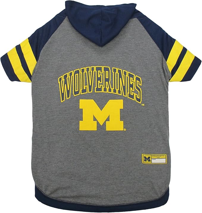 Pets First NCAA Michigan Wolverines Hoodie for Dogs & Cats, Medium. | Collegiate Licensed Dog Hoody Tee Shirt | Sports Hoody T-Shirt for Pets | College Sporty Dog Hoodie Shirt