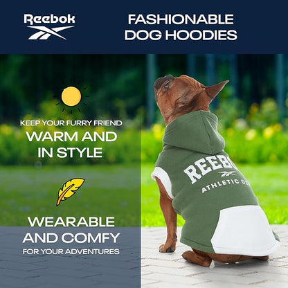 Reebok Dog Hoodie – Fleece Dog Sweater with Leash Hole
