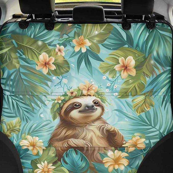 AFPANQZ Tropical Leaves Sloth Car Seat Cover Waterproof
